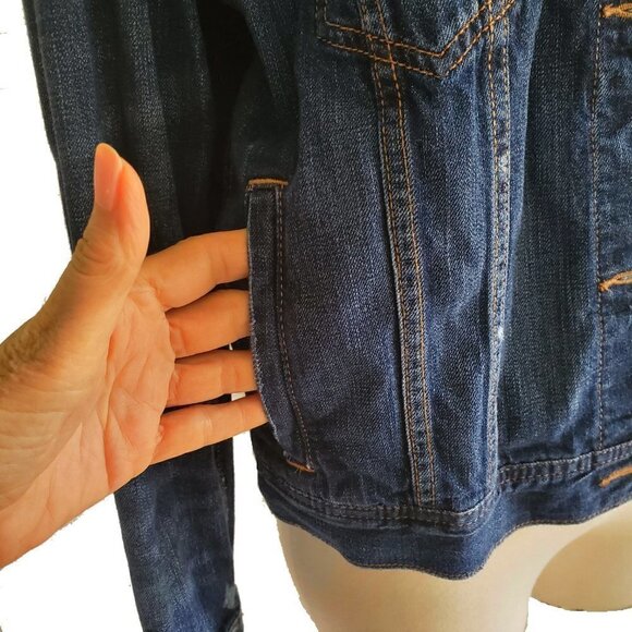 American Eagle Outfitters Deep Blue Wash Jean Jacket 100% Soft Cotton Size M - Picture 4 of 15